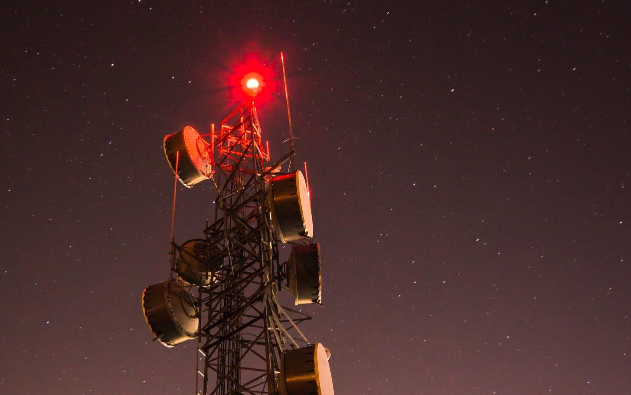 cell tower at night